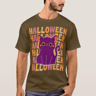 Cute Black Cat 70s 80s Retro  Stijlvol T-shirt