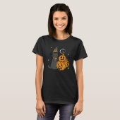 Cute Black Cat And Pumpkin Face Halloween Trendy C T-shirt (Voorkant volledig)