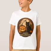 Cute Black Cat and Pumpkin | Happy Halloween Art T-shirt (Voorkant)