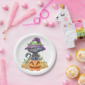 Cute Black Cat and Pumpkins Papieren Bordje (Feest)