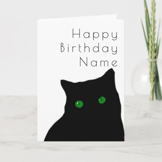 Cute Black Cat Art Deco Birthday Card Kaart (Voorkant)