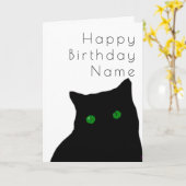 Cute Black Cat Art Deco Birthday Card Kaart (Gele Bloem)