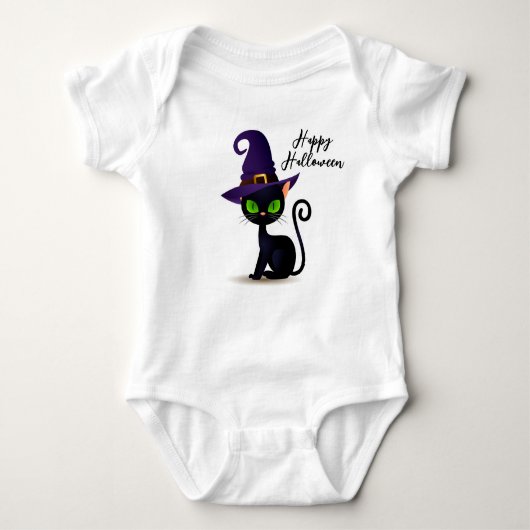 Cute Black Cat Baby Bodysuit (Voorkant)