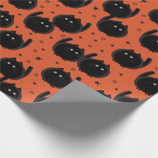 Cute Black Cat Bewitch Halloween Sinaasappel Cadeaupapier (Hoek)