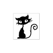 Cute Black Cat Big Eyes Halloween Rubber Stamp Rubberstempel (Afrduk)