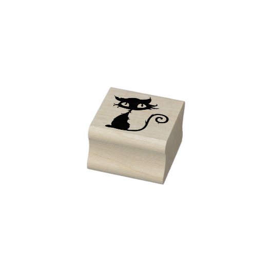 Cute Black Cat Big Eyes Halloween Rubber Stamp Rubberstempel (Stempel)