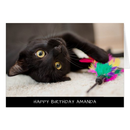 Cute Black Cat Birthday-kaart (Voorkant Horizontaal)