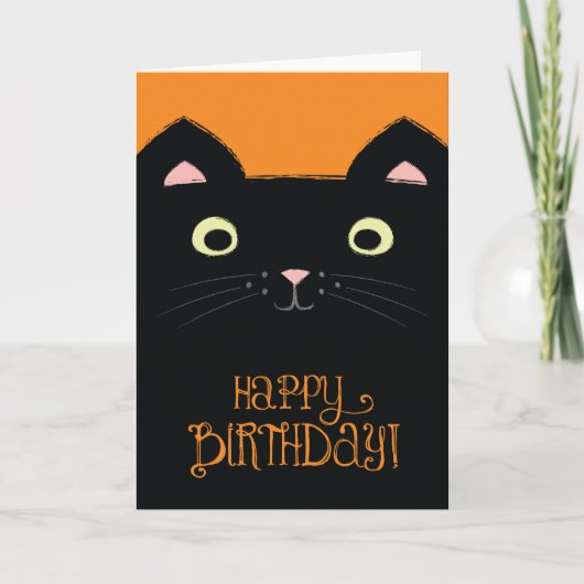 Cute Black Cat Birthday-kaart Kaart (Voorkant)