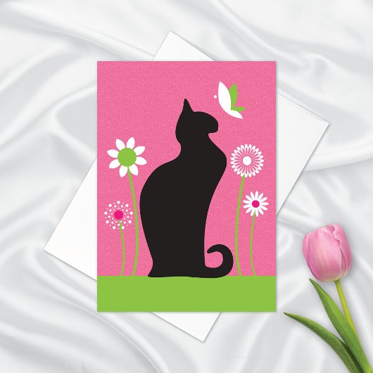 Cute Black Cat Blank Note Card