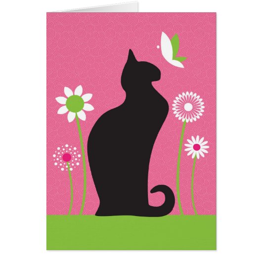 Cute Black Cat Blank Note Card (Voorkant)