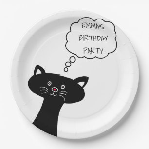 Cute Black Cat - Borden voor speciaal papier Papieren Bordje