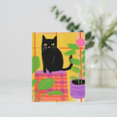 Cute Black Cat Briefkaart (Staand voorkant)