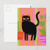 Cute Black Cat Briefkaart (Voorkant / Achterkant)