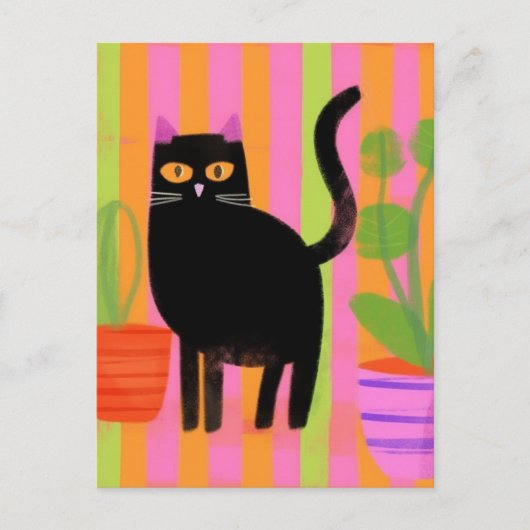 Cute Black Cat Briefkaart (Voorkant)