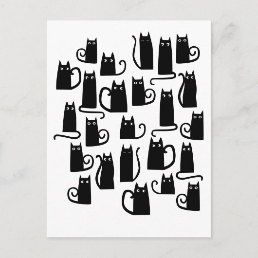 Cute Black Cat Briefkaart (Voorkant)