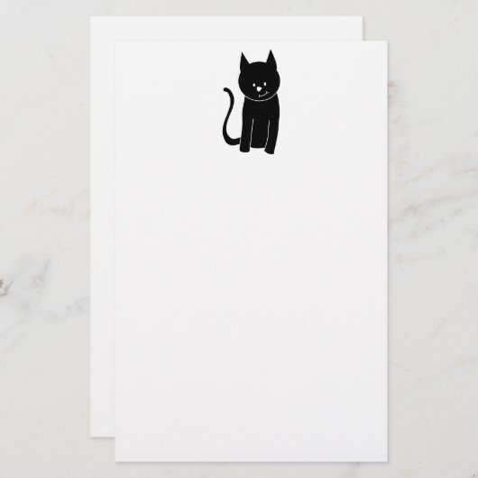 Cute Black Cat Briefpapier (Voorkant / Achterkant)