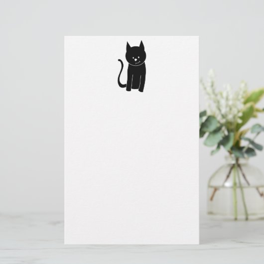 Cute Black Cat Briefpapier (Staand voorkant)
