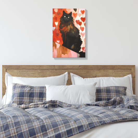 Cute Black Cat Canvas Afdruk (Insitu (Slaapkamer))