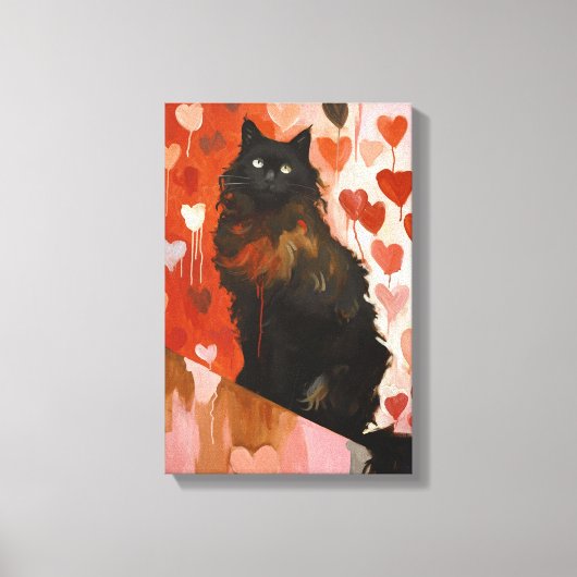 Cute Black Cat Canvas Afdruk (Voorkant)