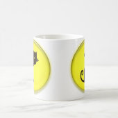 Cute Black Cat Cartoon in geel 3D-cirkelontwerp Koffiemok (Center)