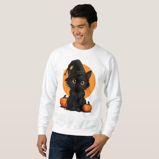 Cute Black Cat Cartoon T-Shirt | Funny Gift for Ca (Voorkant volledig)