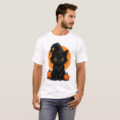 Cute Black Cat Cartoon T-Shirt | Funny Gift for Ca (Voorkant volledig)
