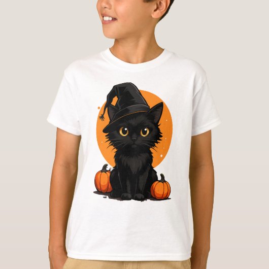 Cute Black Cat Cartoon T-Shirt | Funny Gift for Ca (Voorkant)