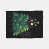 Cute Black Cat Christmas Tree Funny Kitten Lover X Fleece Deken (Voorkant (Horizontaal))