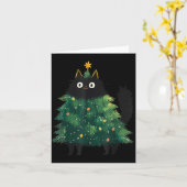 Cute Black Cat Christmas Tree Funny Kitten Lover X Kaart (Gele Bloem)