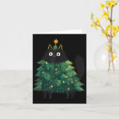 Cute Black Cat Christmas Tree Funny Kitten Lover X Kaart (Gele Bloem)