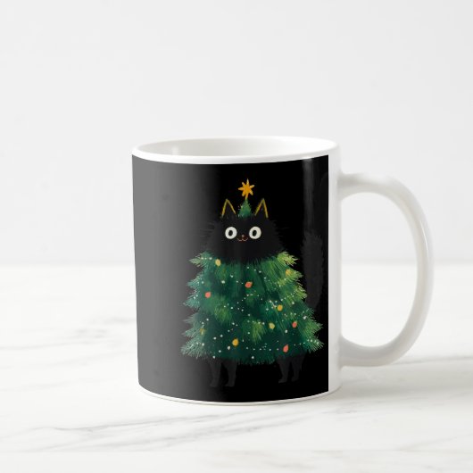 Cute Black Cat Christmas Tree Funny Kitten Lover X Koffiemok (Rechts)