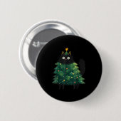 Cute Black Cat Christmas Tree Funny Kitten Lover X Ronde Button 5,7 Cm (Voorkant /achterkant)