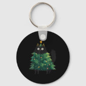 Cute Black Cat Christmas Tree Funny Kitten Lover X Sleutelhanger (Voorkant)