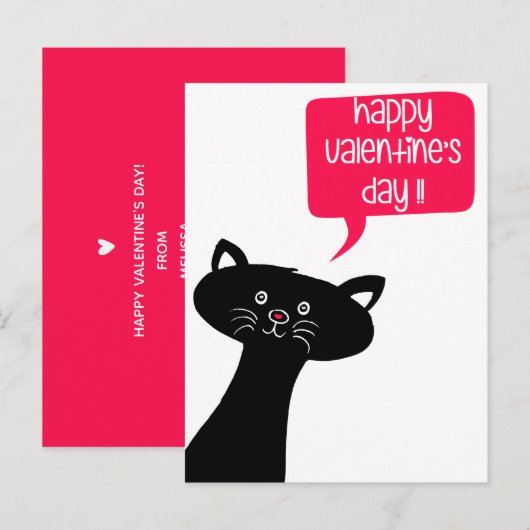 Cute Black Cat - Classroom Valentijnsdag Briefkaart (Voorkant / Achterkant)