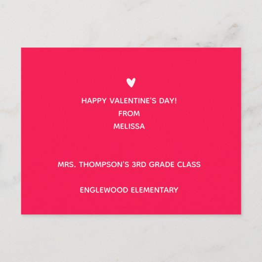 Cute Black Cat - Classroom Valentijnsdag Briefkaart (Achterkant)