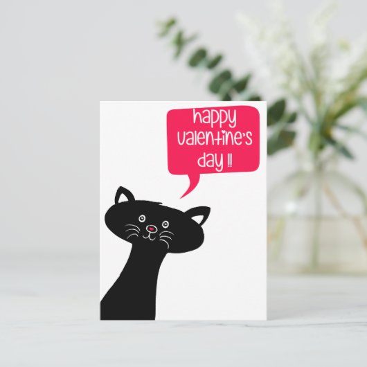 Cute Black Cat - Classroom Valentijnsdag Briefkaart (Staand voorkant)