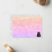 Cute Black Cat Colorful Watercolor Custom Blank Notitiekaartje (Voorkant / Achterkant in situ)