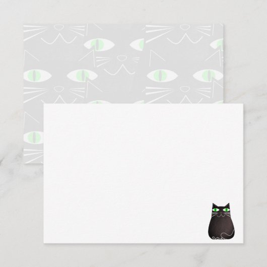 Cute Black Cat Custom Blank Notitiekaartje (Voorkant / Achterkant)