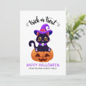 Cute Black Cat Custom Halloween Kaart (Staand voorkant)
