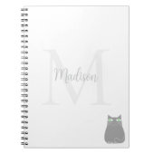 Cute Black Cat Custom Name Initial  Notitieboek (Voorkant)