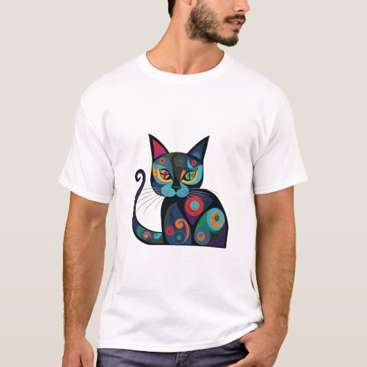cute black cat design t-shirt (Voorkant)