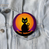 Cute Black Cat en Oranje maan Ronde Button 4,0 Cm (In situ)