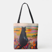 Cute Black Cat Enjoying Nature with Bicycle Tote Bag (Achterkant)