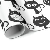Cute Black Cat Expressions Patroon Cadeaupapier (Rol Hoek)