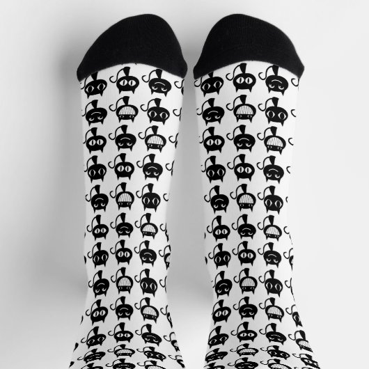 Cute Black Cat Expressions Patroon Sokken (Top)