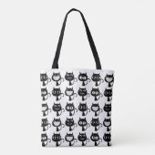 Cute Black Cat Expressions Patroon Tote Bag (Achterkant)