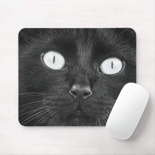 Cute Black Cat Face Muismat (Met muis)
