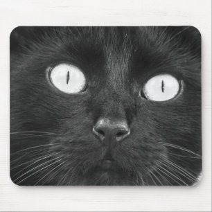Cute Black Cat Face Muismat