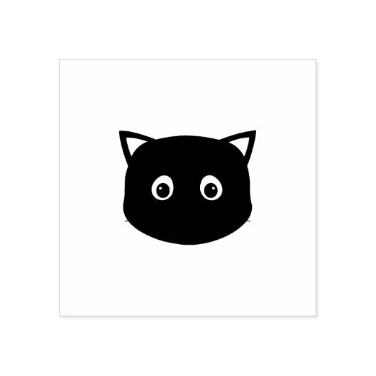 Cute Black Cat Face Rubberstempel (Afrduk)