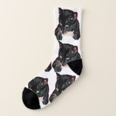 Cute Black Cat Facs Custom Pet Photo Sokken (Links - buitenkant)